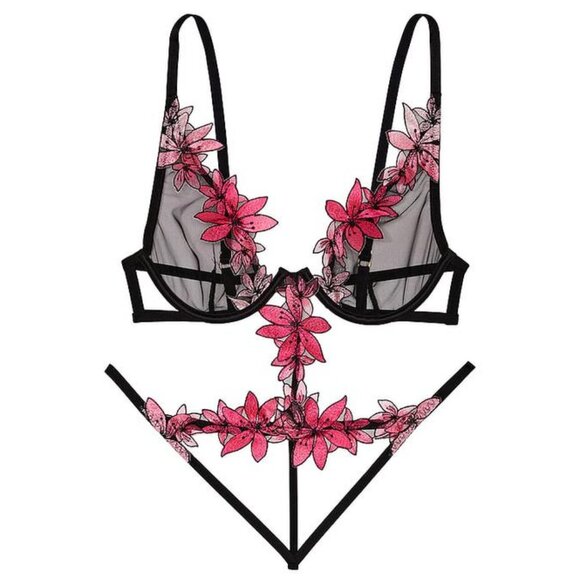 EXTRA SMALL {Victoria's Secret} Floral Embroidery Teddy - Picture 7 of 7